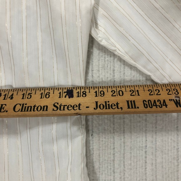 KARMAN White Gold Striped Ruffle Blouse Long Sleeve Button Up Shirt Size 15 16‎ - Picture 8 of 8